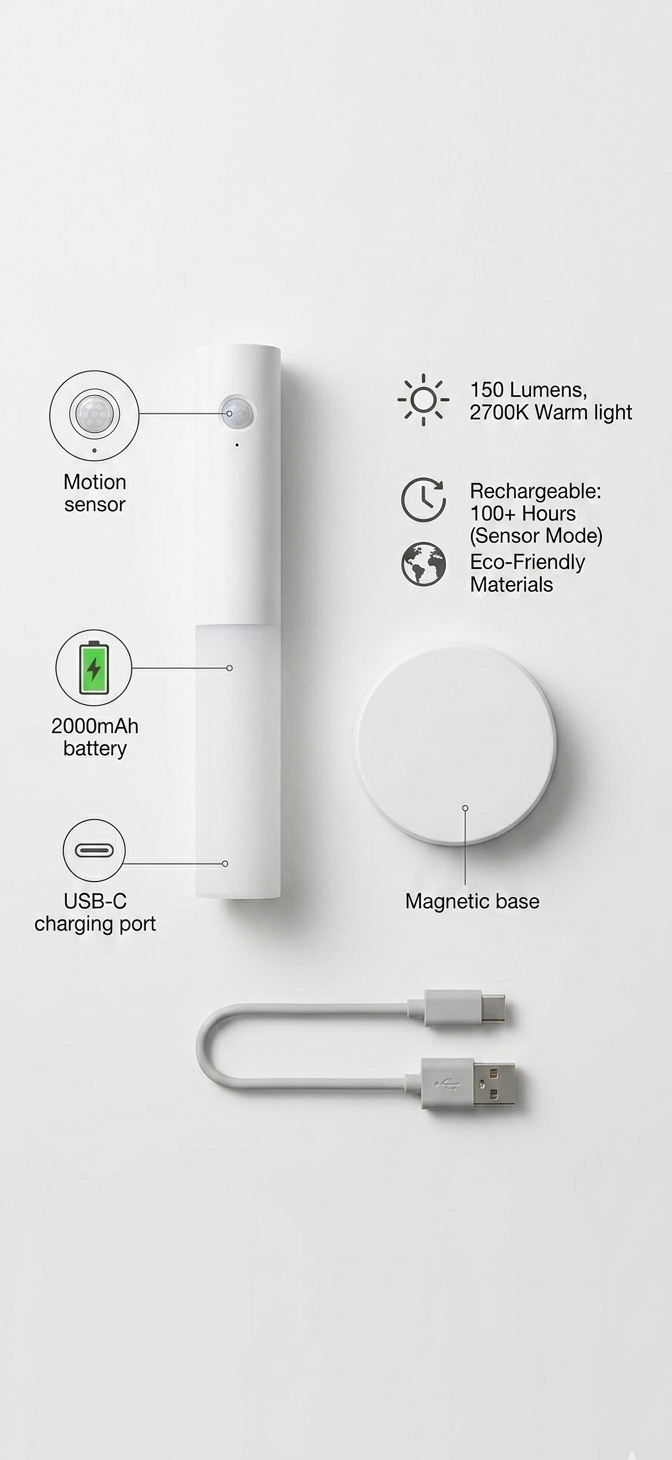 Pametna Magnetna LED Lučka s Senzorjem Gibanja 3-v-1
